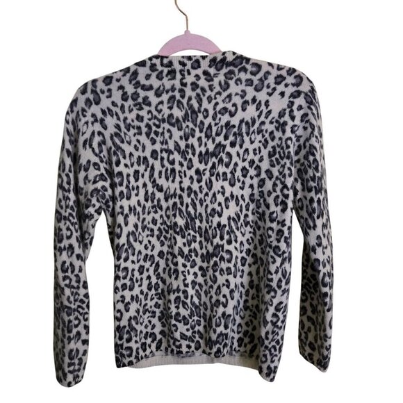 Tally Ho Vintage Snow Leopard Angora Lambswool Blend Cardigan Sweater Size 8 - Picture 2 of 5